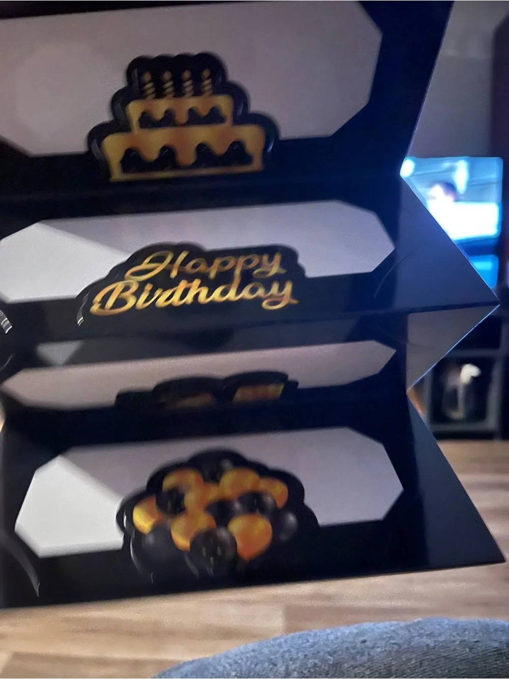 Gold & Black Happy Birthday Pop-Up Card Garland